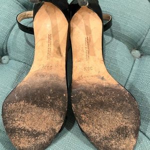 Manila Blahnik black patent sandals/heels. Sz 36.5 EUC